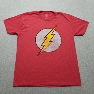 The Flash Shirt Mens Large‎ Red Short Sleeve Crew Neck DC Comics Cotton Blend